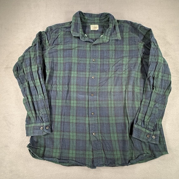 L.L. Bean Other - VTG L.L.Bean Mens 2XL Blue Green Plaid Flannel Black Traditional Fit